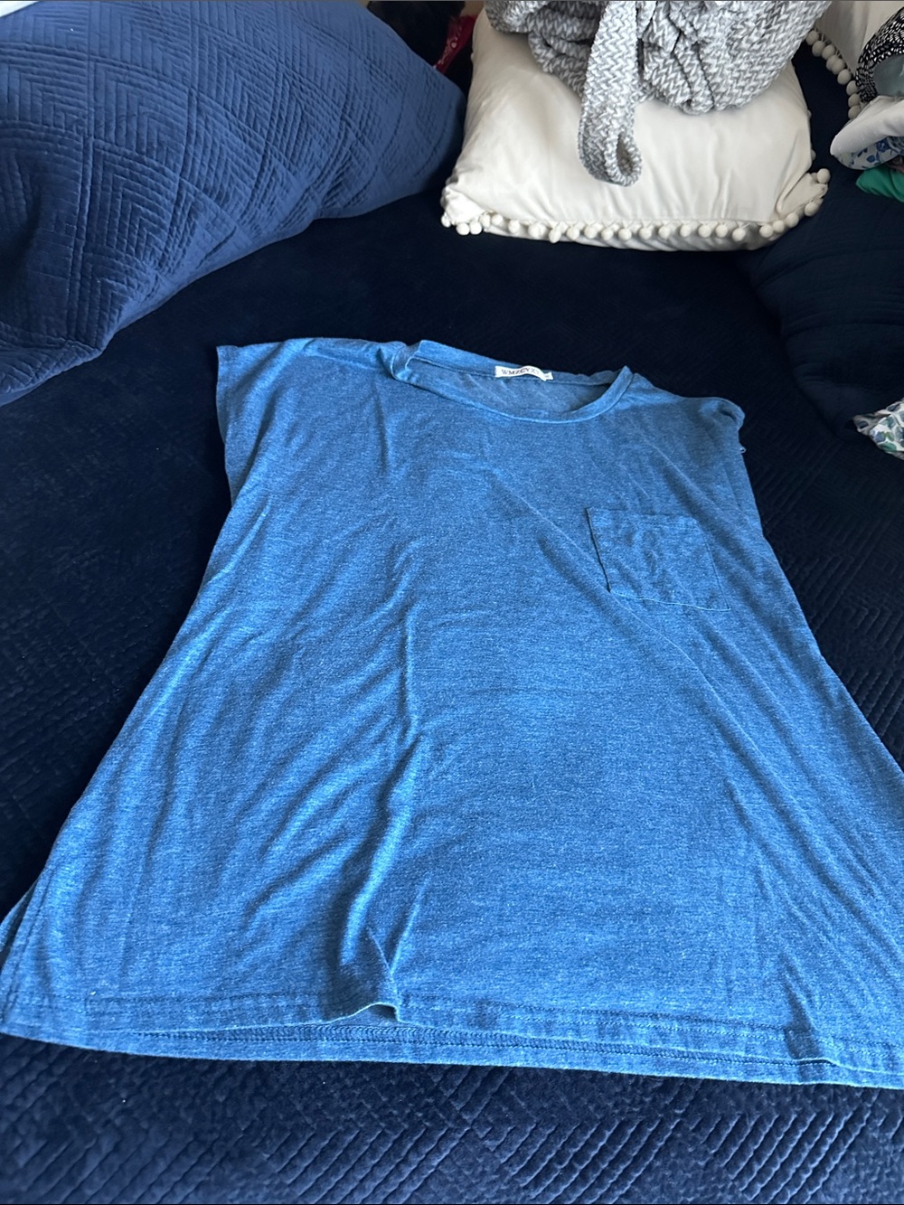Women's Blue Short Sleeve Pocket Tee